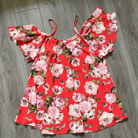 NEW: PinkBlush Floral Off-Shoulder Strap Mini Swing Dress - Picture 1 of 6